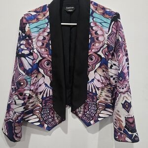 bebe Multicolor Printed Open-Front Blazer with Black Collar